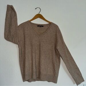 Quince Cashmere V-Neck Sweater Women’s XL Taupe Beige Lightweight Pullover